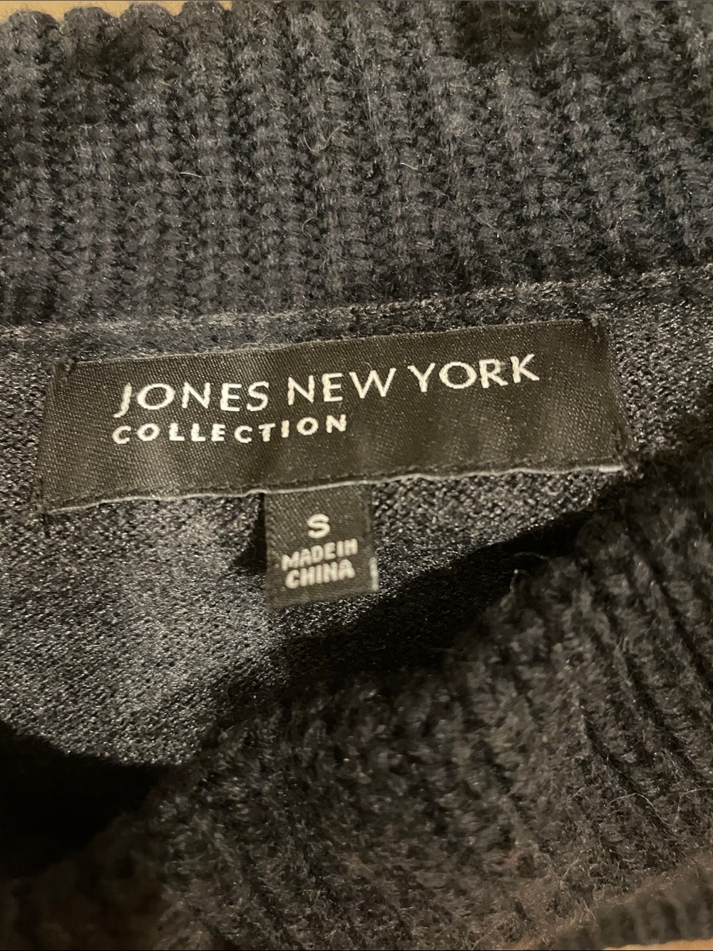 Jones New York Black and Taupe Colorblock Cowl-Neck Tie-Waist Sweater - Picture 2 of 2